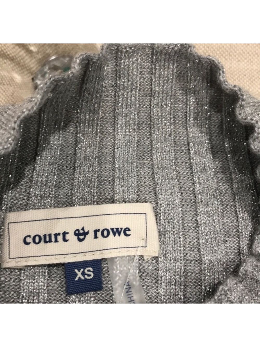 Court & Rowe Metallic Mock Neck Ribbed Sweater - Picture 3 of 6
